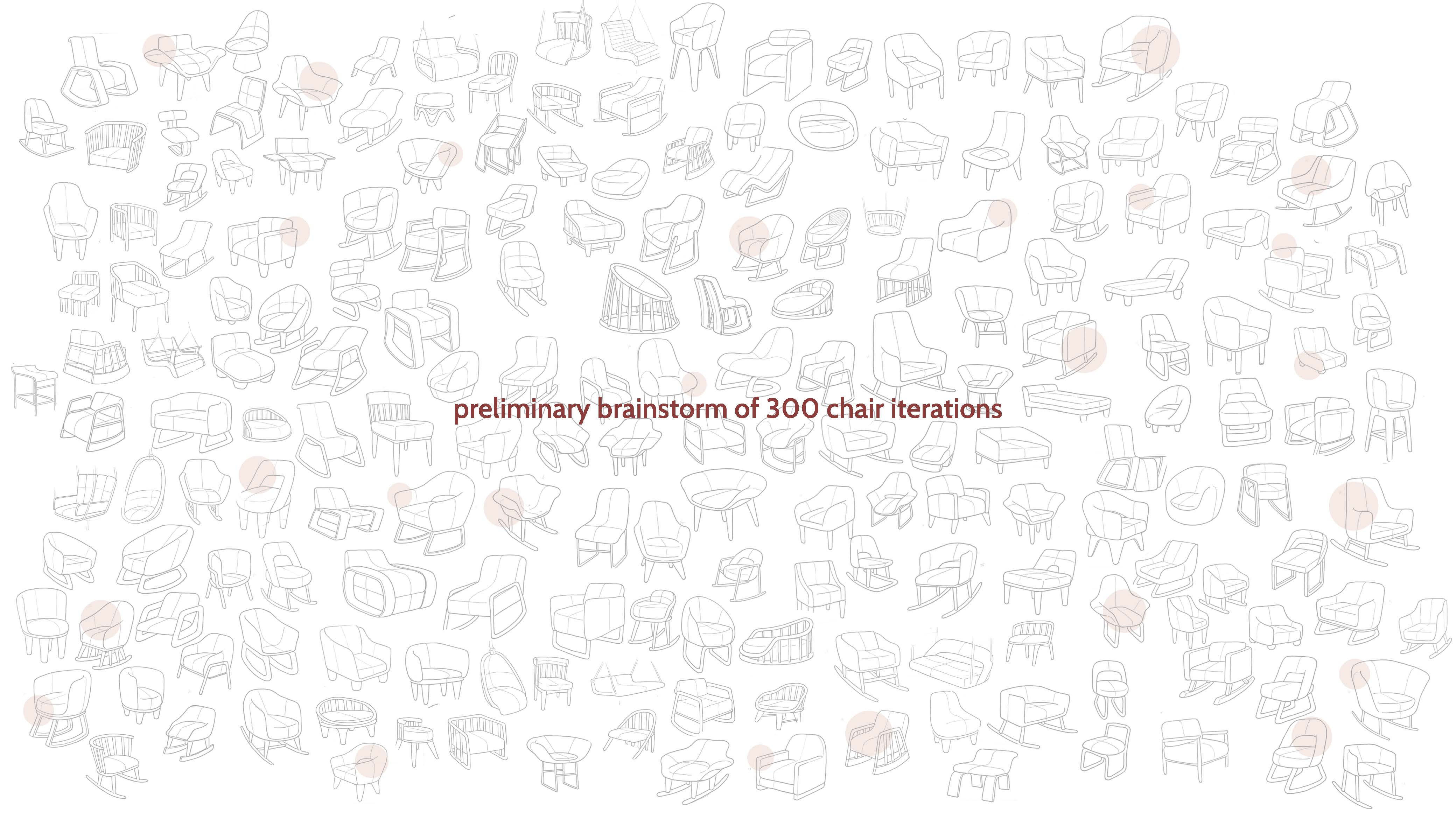 thumbnail ideation sketches of 300 chair designs